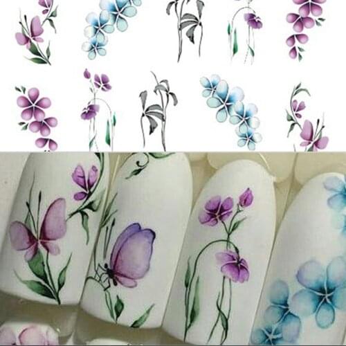 1pc Flowers Ink Blooming Nail Sticker 3D Decals Summer DIY Slider For Manicuring Nail Art Decoration DIY Manicures Wraps Hot