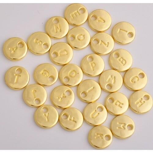 10pcs 10MM DIY round gold alphabet charms initial beads alloy fittings double-sided letter pendant diy jewelry making ornaments