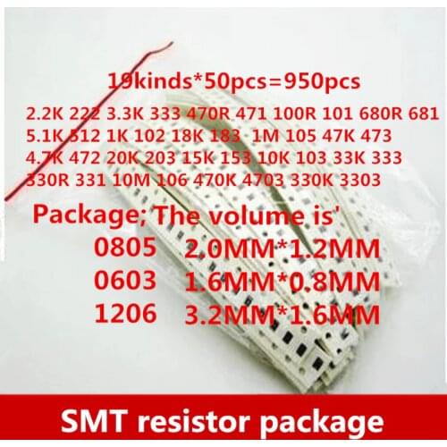 200pcs0603 1/4W Patch Resistance 2.2K 222 470R 471 100R 101 680R 681 1M 105 20K 203 10K 103 33K 333 10M 106 470K 4703 330K 3303