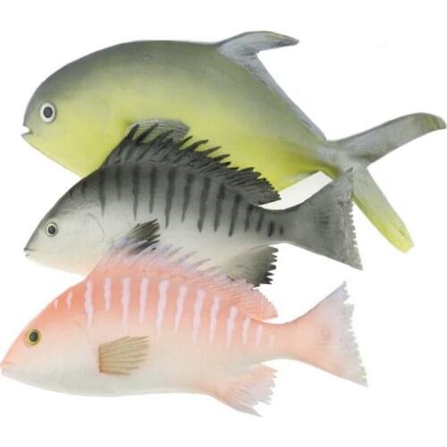 Gresorth 3 PCS Fake Butterfish Striped Bass Fish Lifelike Animal Toy Sea Creatures Food Decoration