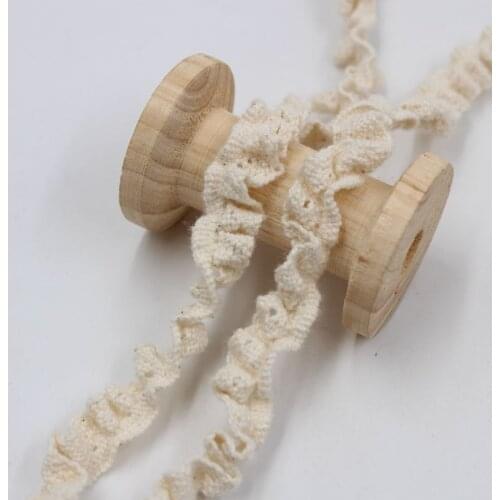 10Yards 15mm Wide Beige Elastic Lace Trim Pleats Curtains Sofa Bed Skirt Cotton Lace Clothes Mantle Accessories Hair Accessories