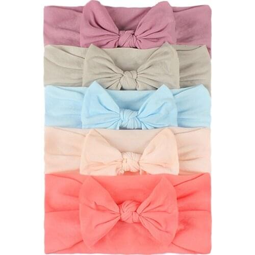 5 Pcs/Set Baby Girl Headband Bows Elastic Headbands Hair Band For Girls Solid Color Kids Toddler Turban Baby Hair Accessories