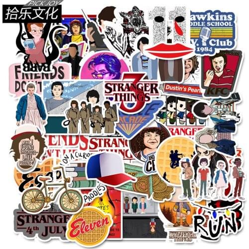50pcs Stranger Things Eleven Dustin Stickers Birthday Gift Toys Skateboard Luggage Laptop Boy Dorm Bedroom Graffit Decal Sticker