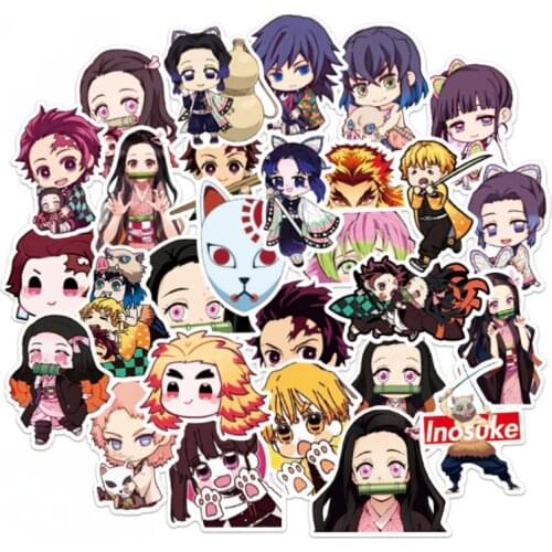 50PCS NEW Japan Anime Kimetsu No Yaiba Stickers For Laptop Guitar Trunk Bicycle Skateboard Demon Blade Slayer Car Decal Sticker