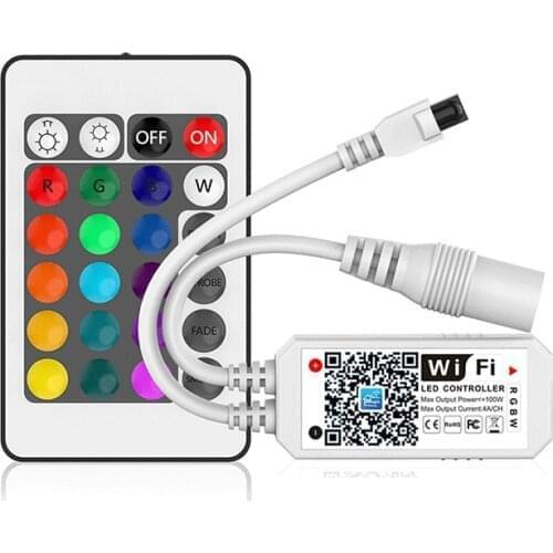 50PCS RGBW Wifi Controller 24 Keys 5PIN WiFi RGBW Led Strip Music Controller Magic Home 5V 12V 24v Google Assistant Alexa
