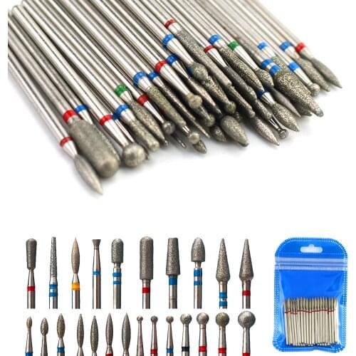 50pcs/Set Diamond Nail Drill Bit Manicure Milling Cutter Pedicure Dead Skin Remove Electric Accessory Professional Tools