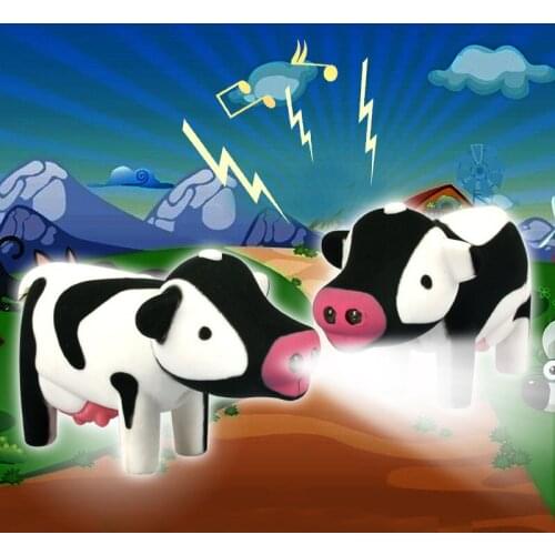 FREE SHIPPING BY DHL 200pcs/lot 2015 3D Plastic LED Large Cow Keychains with Sound Novelty Children Toy Keyrings
