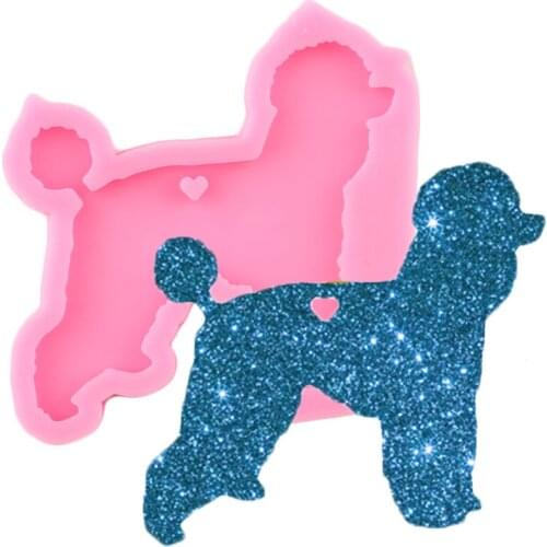 Shiny Dog Shape keychains Silicone Mold Pendant Polymer Clay Molds Necklace Jewelry Epoxy Crafting Moulds
