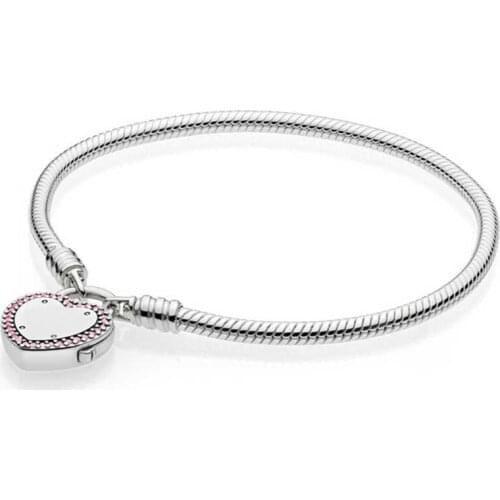 Moments Smooth Bracelet With Lock Your Promise Clasp 100% 925 Sterling Silver Bracelet Fit Original Charms Diy Jewelry