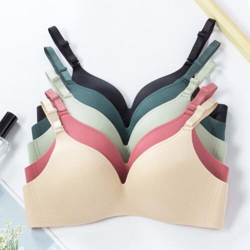No-rim Beauty Back Bra Ladies Deep V Gathered Simple Solid Color Underwear Smooth Wire Free One-piece Seamless Bra Z