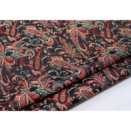 CF602 Black/Red Folk Chinese Style Brocade Jacquard Fabric Kimono Dress Fabric Womens Dress Fabric Cushion Pillow Curtain Cloth