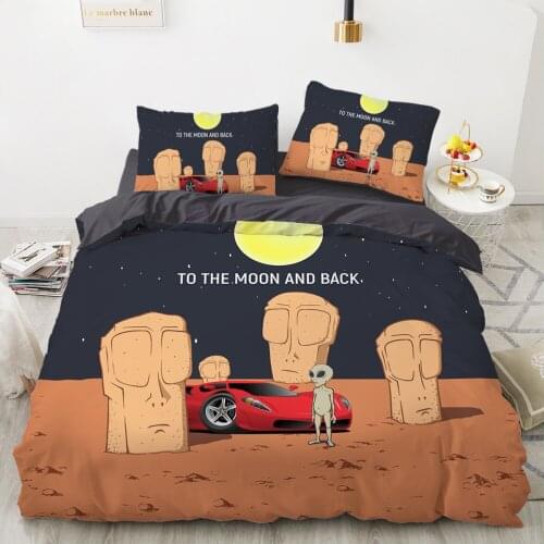 Cartoon Childrens Bedding set for kids baby girls Duvet cover set pillow case Bed linens Quilt cover 135 140x200 Space Moon