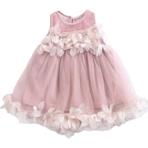 Emmababy Fashion Kids Baby Girls Dress Sleeveless Bridesmaid Party Petal Tulle Formal Dress Toddler Summer Dresses 1-7Y