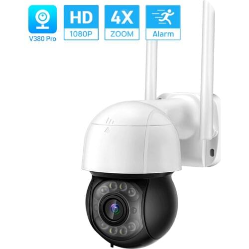 HD1080P Smart PTZ Wifi Camera Mini Onvif Wireless IP Camera 4xDigital Zoom Auto Tracking AI Human Detection Outdoor V380 Cloud