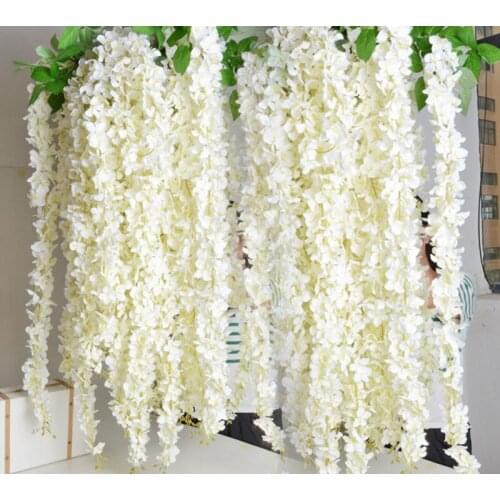 Artificial Hydrangea Flower Vine 14 colors DIY Simulation Wedding Arch Door Home Wall Hanging Wisteria For Wedding Garden Decor