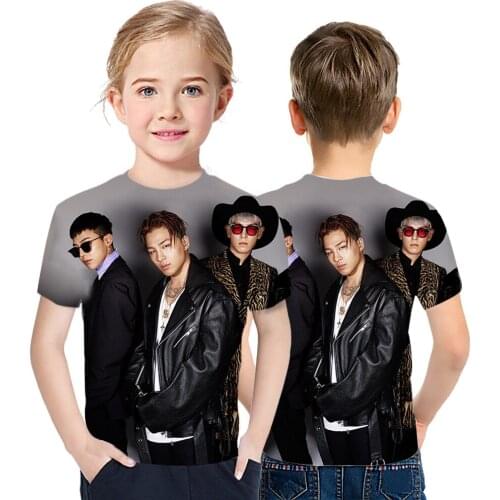 Bigbang 3D Printed Korean Mens Combination Childrens Hip Hop T-Shirt Boys And Girls Big Street Style Rock Short Sleeves