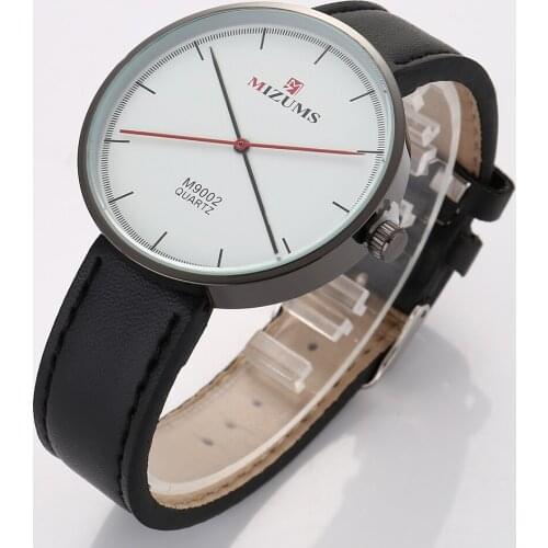 Luxury Brand Mizums Watch Men Waterproof Analog Quartz Mens Wrist Watches Black Case Leather Strap Sports Wristwatches Clock