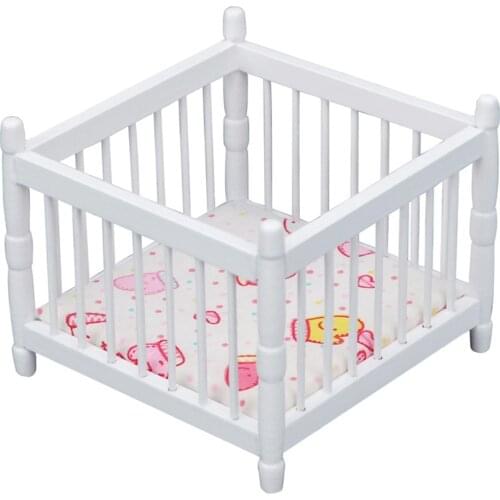 1/12 Scale Wood Dollhouse Baby Bed Miniature Mini Furniture Crafts Gifts