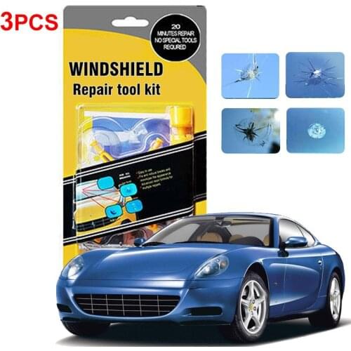 Car Bus Auto Glass Windshield Repair Tool Kit Set Windscreen Crack Bulge Horseshoe Bullseye Repairable Clean Firm Resin Glue