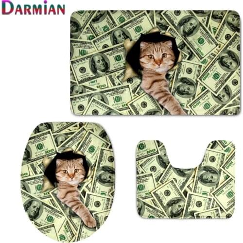 Toilet Seat Cover Bathroom Warm Floor Foot Pad Cute Dollar Price 3D Cat Pattern 3pcs/set Home Decor Mats Carpet for Living Room