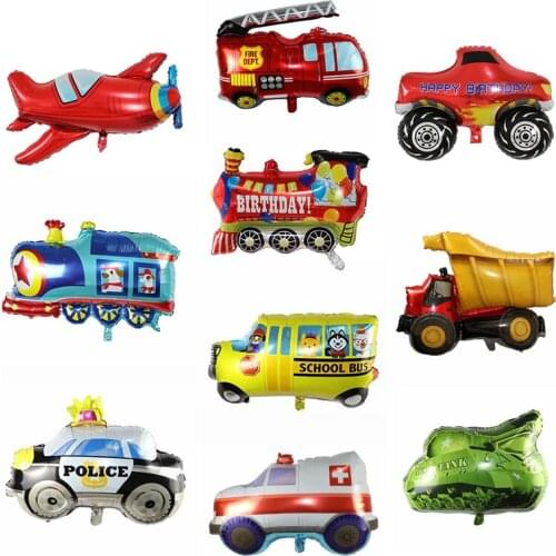 New Year Children Gifts DIY Cartoon Car Balloons Baby Shower Foil Balloon Ambulance Globos Birthday Party Decorations Kids balls