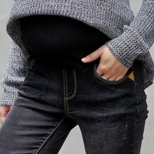 New Autumn Fashion Maternity Denim Pants Slim Mother Jeans Moms Belly Trousers Pregnancy Gray Skinny Leggings