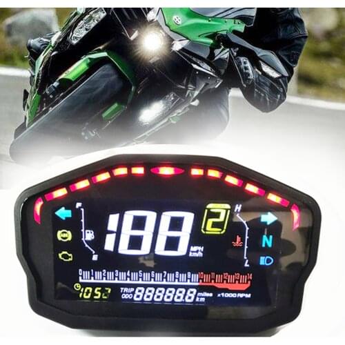 SAMDO Universal Motorcycle Speedometer Odometer Tachometer 14000 RPM 199 Kph Mph Water Temperature Gauge VA Realcolor