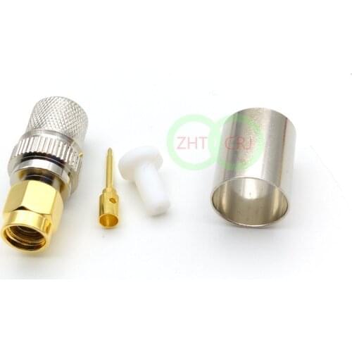 10pcs SMA Male Plug Crimp Connector RG8 RG165 RG213 LMR400 Cable RF Adapter