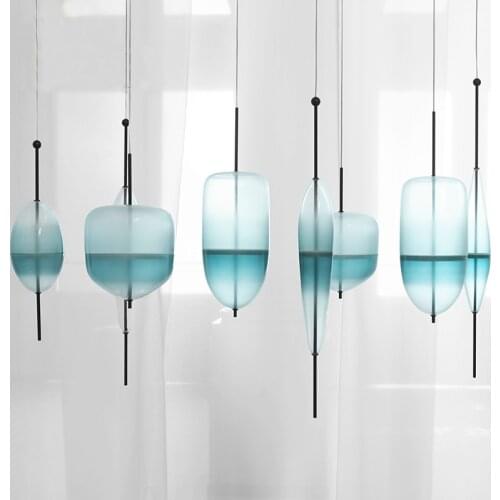 Blue chromatography Italian design lamp pendant light Lake of Venice Blue gradient Simple Peaceful Pure pendant lighting glass