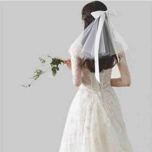 Tulle Hair Veil Bowknot White Wedding Veils With Clips One Layer Bridal Veil Party Hairwear Gifts For Flower Girls Photograph