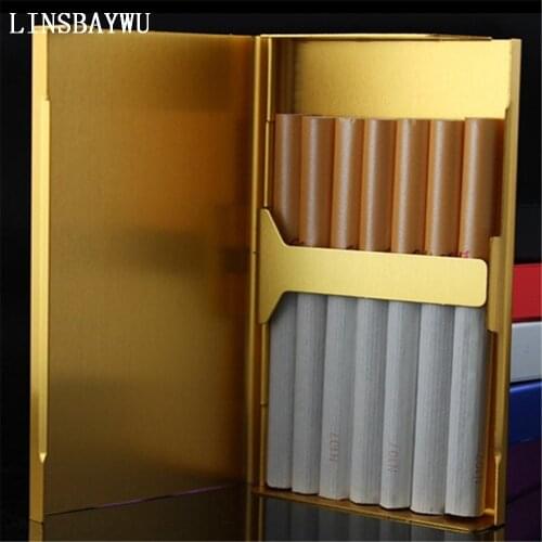 Ultra Thin Fashion Pipe Creative Personality Cigarette Case Slim Metal Box Aluminum Gift Box Mini Simple Cigarette Holder Case
