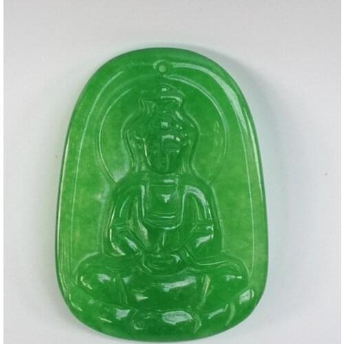 YIZHU CULTUER ART Beautiful China Jadeite Jade Carving Avalokitesvara Necklace Pendant Decoration