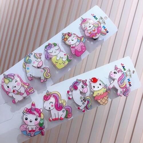 1pc Acrylic Unicorn Hair Clips Lovely Animal Cartoon Hairpins Girls Hair Accessories Barrette Headwear Children Sweet Hair Clips