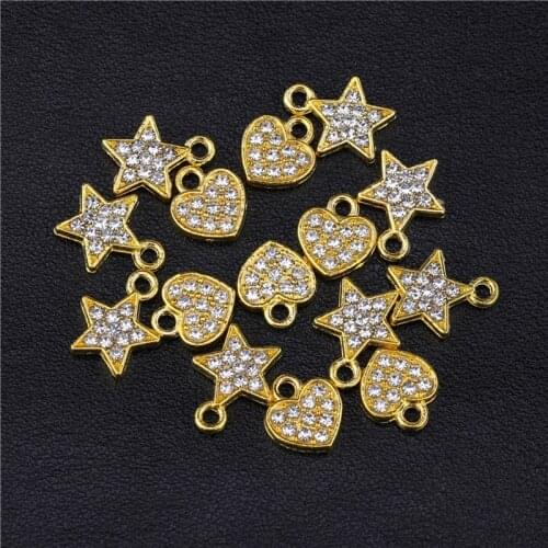Women Kids Handmade Jewelry Making Accessories Birthstone Colorful Rhinestones Love Heart Star Charms For DIY Jewelry Material