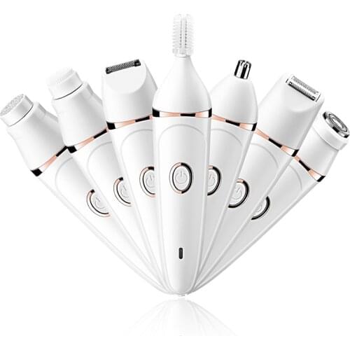 Women 7 in 1 Electric Epilator Hair Remover Body Area Lady Facial/Nose/Eyebrow/ /Leg/Armpit Shaver Rechargeable IPX5 Waterproof