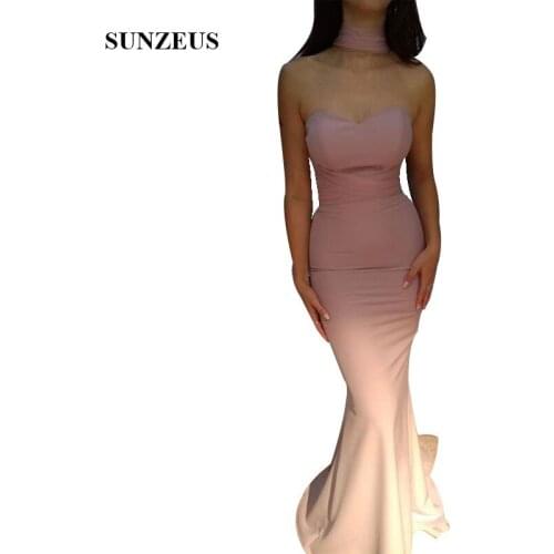 Sheath Long Bridesmaid Dress Fitted Sweetheart Women Wedding Party Gowns With Long Tulle Sash Bow Elegant Simple Robe