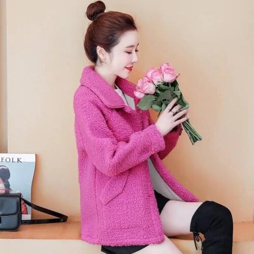 Womens Coat 2021 Autumn Winter New Fashion Stand-upcollar Lamb Wool Thick Warm Female Overwear Casual Comfortable Ladies Jacket