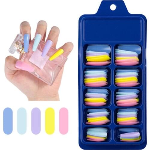 100 Pcs Extra Long Fake Nails Matte Ballet Decoration Accessories Natural Full Coverage Mixed Color Nail Tools