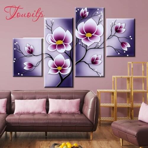 4 piece Purple flowers,Diamond Embroidery painting,Full Diamond Painting,Cross Stitch,Rhinestone,Diamond Mosaic home Decoration