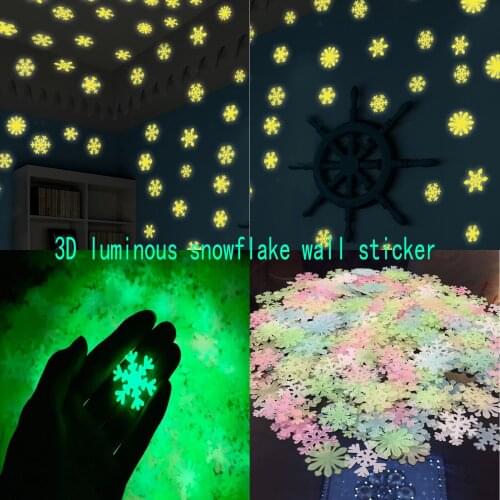 50PCS/Set Colorful Luminous Snowflake Wall Stickers Glow In The Dark Decal for Kids Baby Rooms Bedroom Christmas Home Decoration