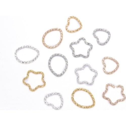 50pcs/lot 16.5mm New Style Gold star Jump Rings Twisted Split Rings Spacer Connectors For Jewelry Making Making Supplies