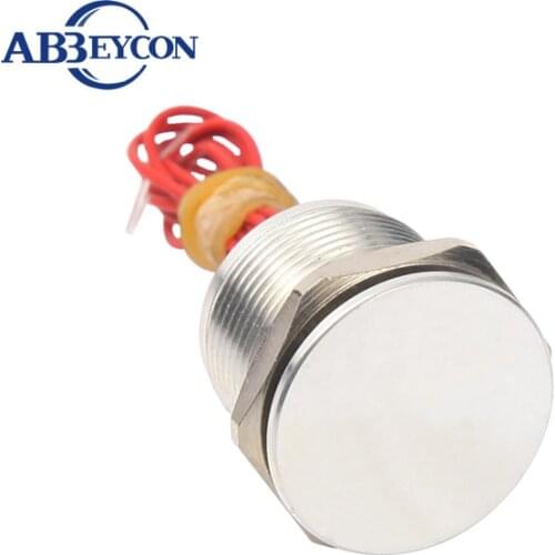 Abbeycon Momentary Push Button 12V IP68 Waterproof 16mm Flat Head Stainless Silver Small Piezo Switch Touch To Start With Wire