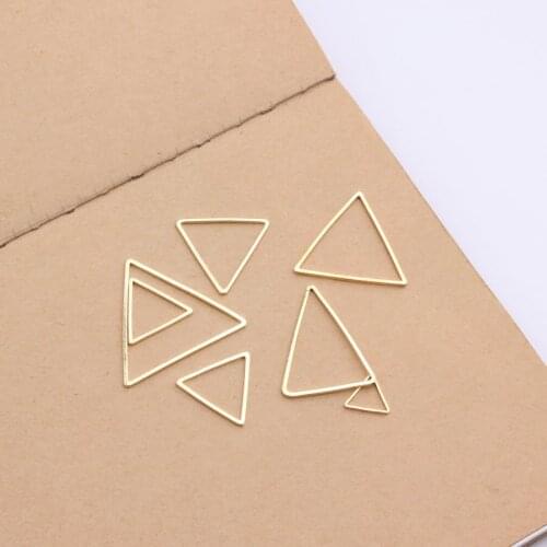 Free Shipping 10pcs/Lot Copper Alloy Gold Tone Charms Hollow Out Triangle Shape Geometry Metal Earring Necklace Pendants