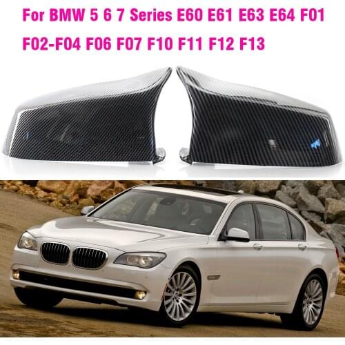 Side Wing Rear view Mirror Cover Cap For BMW 5 6 7 Series E60 E61 E63 E64 F01 F02-F04 F06 F07 F10 F11 F12 F13 Carbon Fiber Black