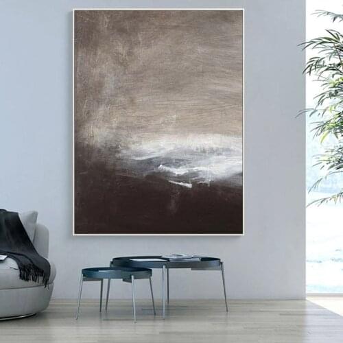 Large Abstract Painting On Canvas Artwork Brown Painting Abstract Art Canvas Gray Painting Minimalist Painting Oversize Wall Art