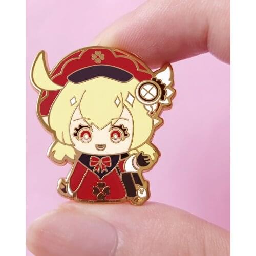 Genshin Impacts Klee Hard Enamel Pin Kawaii Spark Knight Girl and Dodoco Brooch Cute Rabbit Animal Pins Anime Game Fans Gift