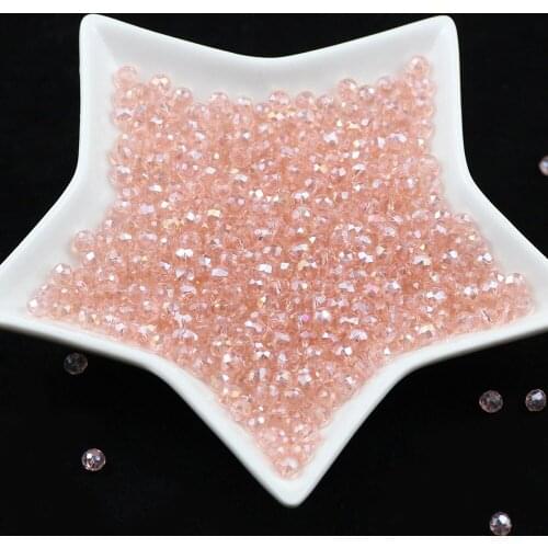 Pink 4x6mm 50Pcs Czech Flat Round Spacer Glass Beads For Jewelry Making Diy Accessories Colorful Faceted Crystal Beads Wholesale