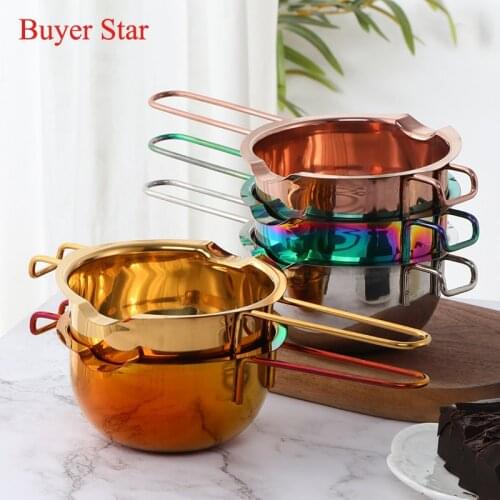Stainless Steel Chocolate Melting Pot Long Handle Water Cheese Butter Heating Bowl Baking Heating Container Kitchen Accessories