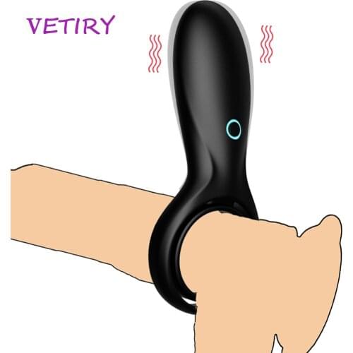 Double Vibrating Cock Ring Clitoris Stimulation Vibrator Sex Toy for Couple Men Male Delay Ejaculation Penis Ring Erotic 10 Mode
