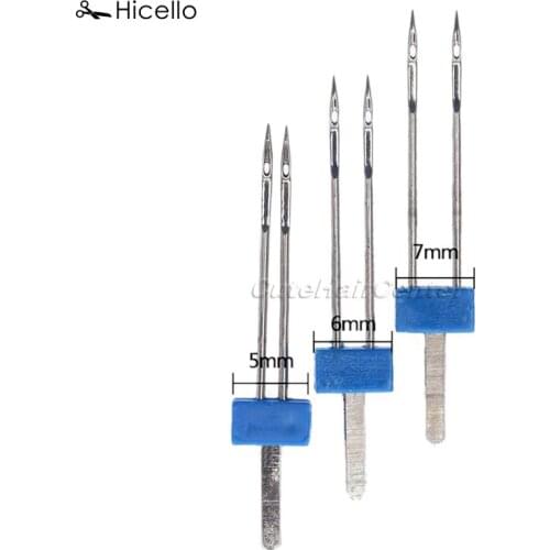 Hicello 3Pcs/lot Sewing Machine Needles Double Twin Steel Needles Pins Cloth Decor Needlework Craft Size 2.0/90-3.0/90-4.0/90